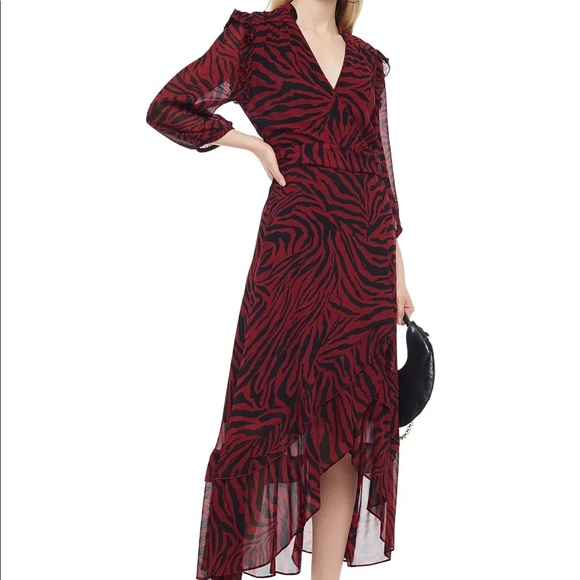 Ba&sh Selena crimson zebra print dress. - Picture 2 of 16